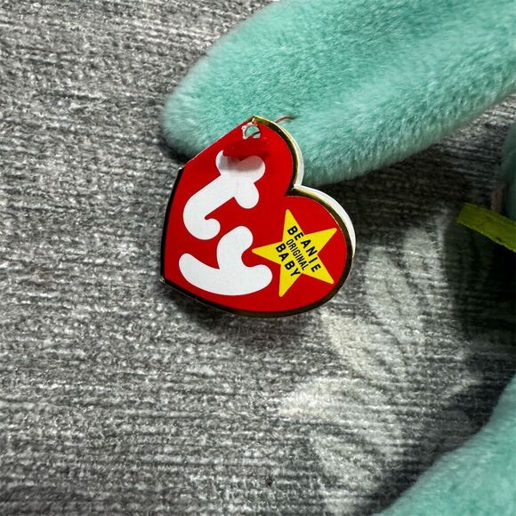 TY Beanie Baby Hippity the Green Bunny 1996 Plush Toy - Picture 6 of 10